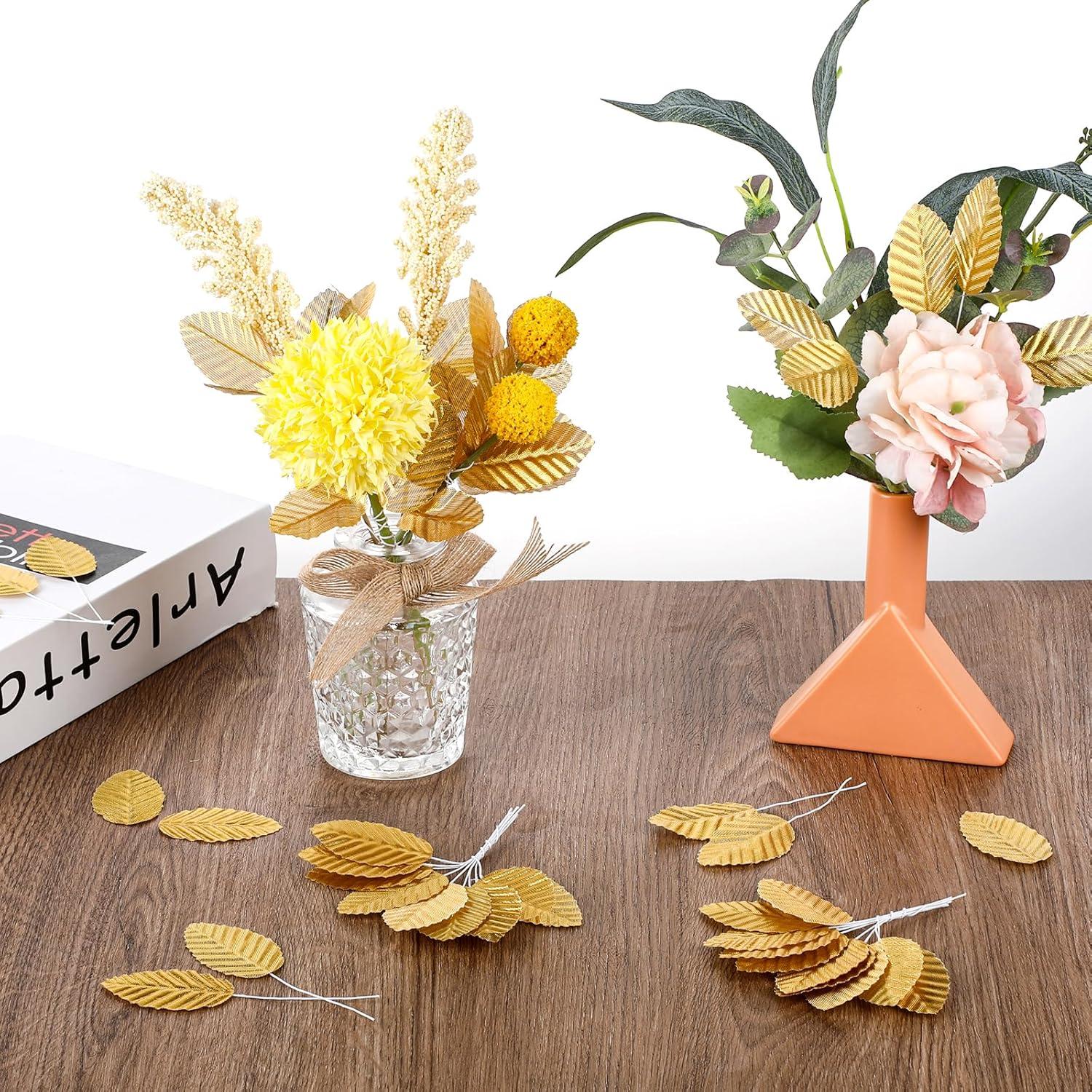 200 Hojas de Seda Artificial Doradas KALIONE para Decoración