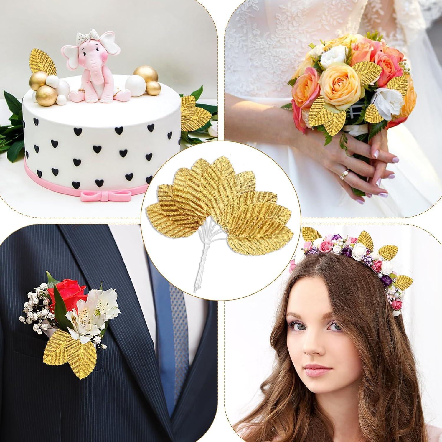 200 Hojas de Seda Artificial Doradas KALIONE para Decoración