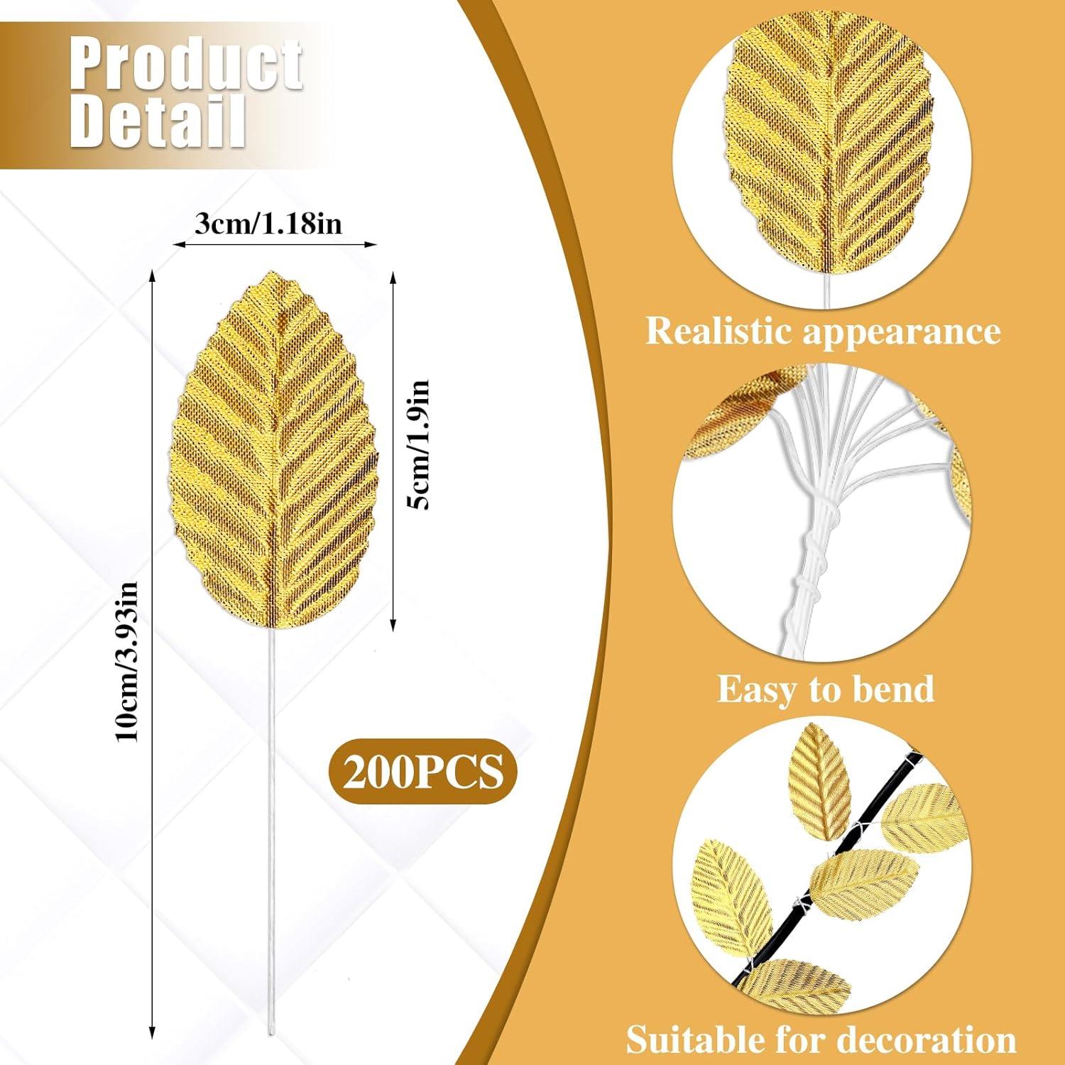 200 Hojas de Seda Artificial Doradas KALIONE para Decoración