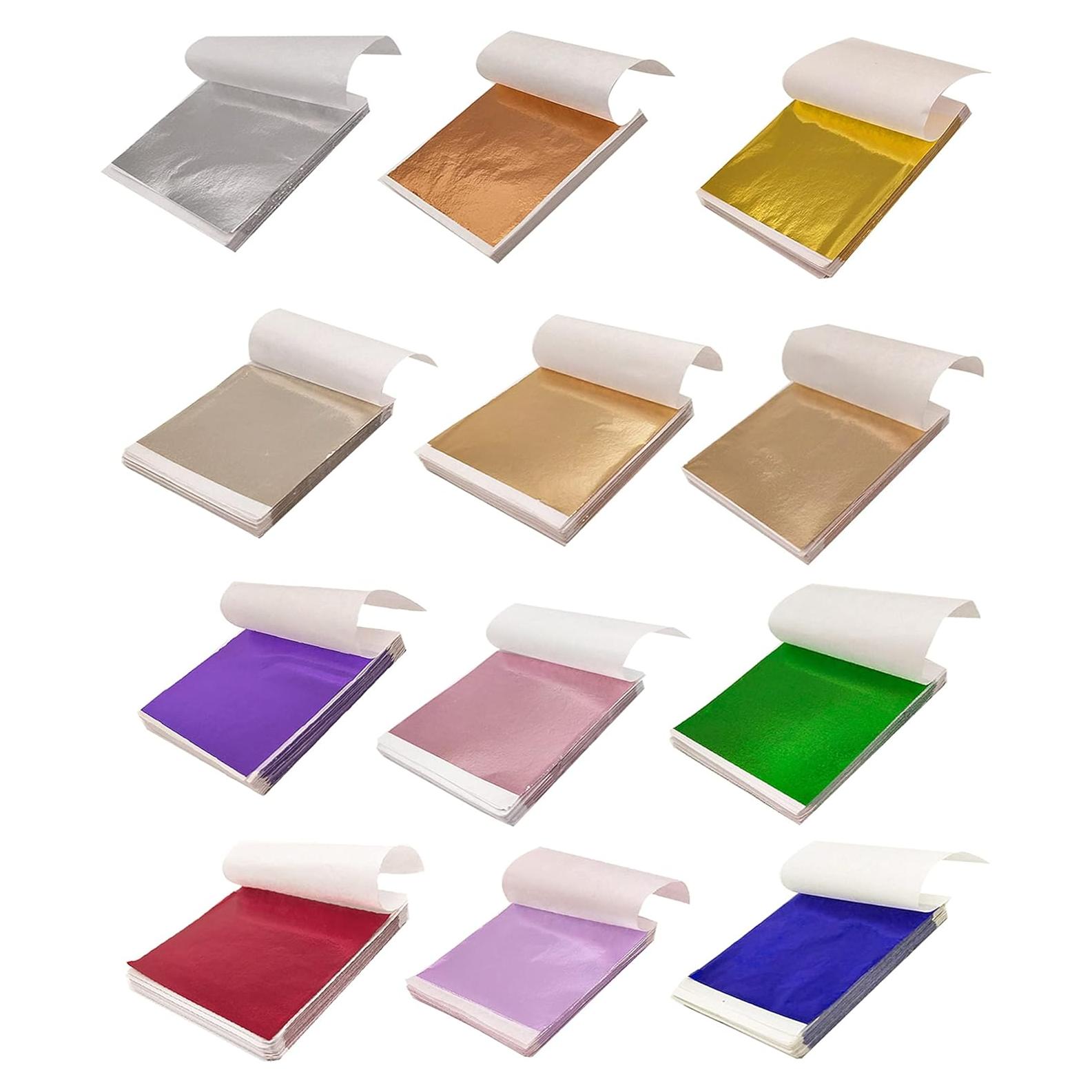 600 Hojas de Oro Imitación BetterJonny 12 Colores 8x8.5cm