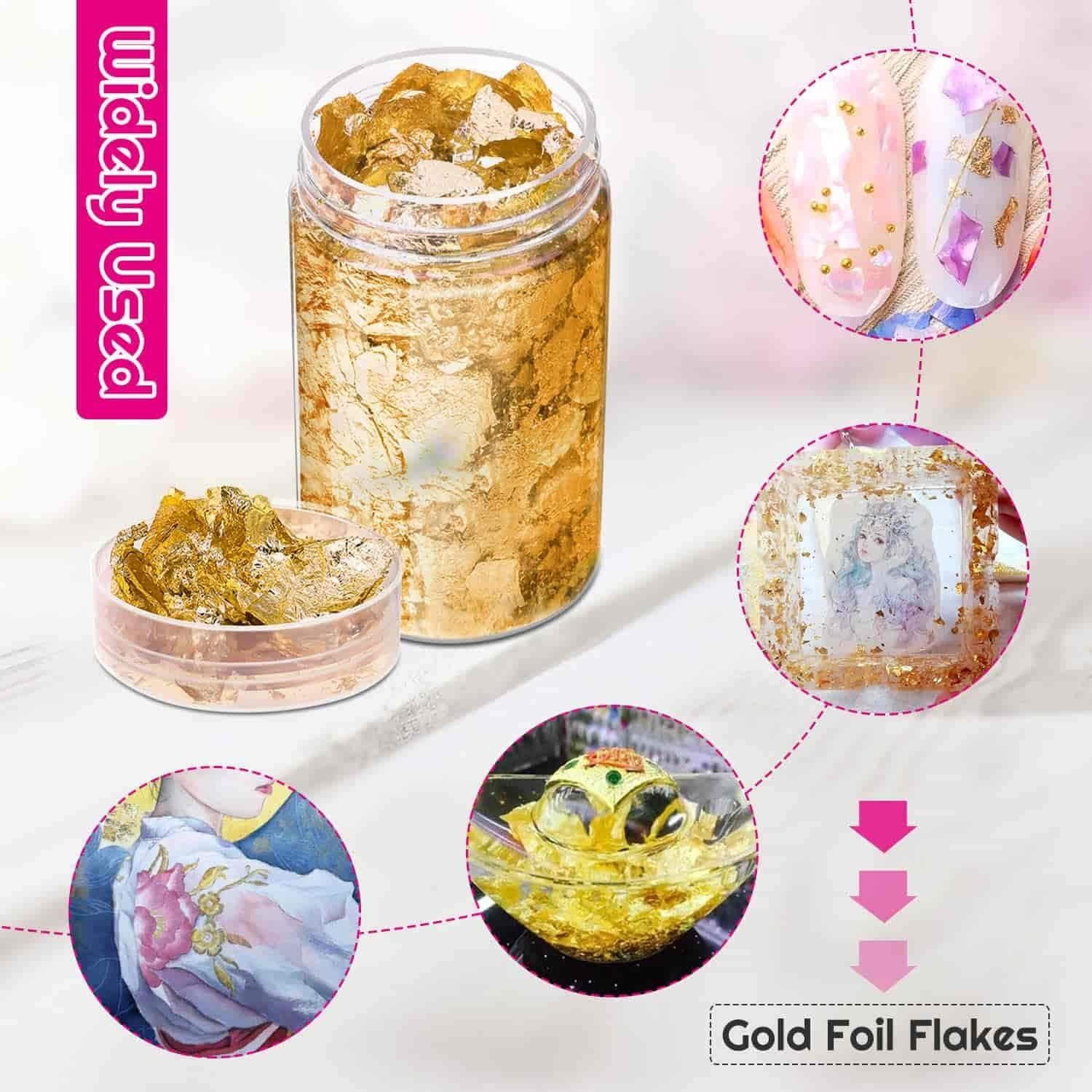 Copos de Oro Paxcoo para Resina y Uñas, 5 Gramos