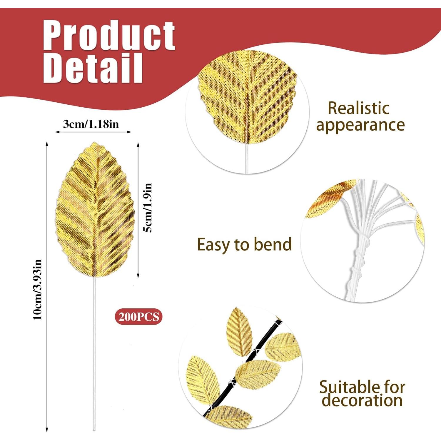 200 Hojas Artificiales Doradas Xthrotsenk para Decoración DIY