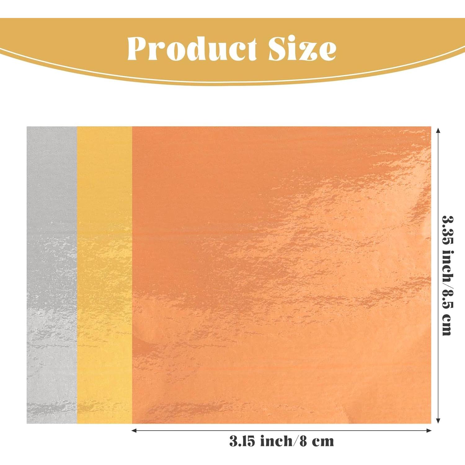 300 Hojas de Oro, Plata y Oro Rosa para Manualidades 8x8.5 cm