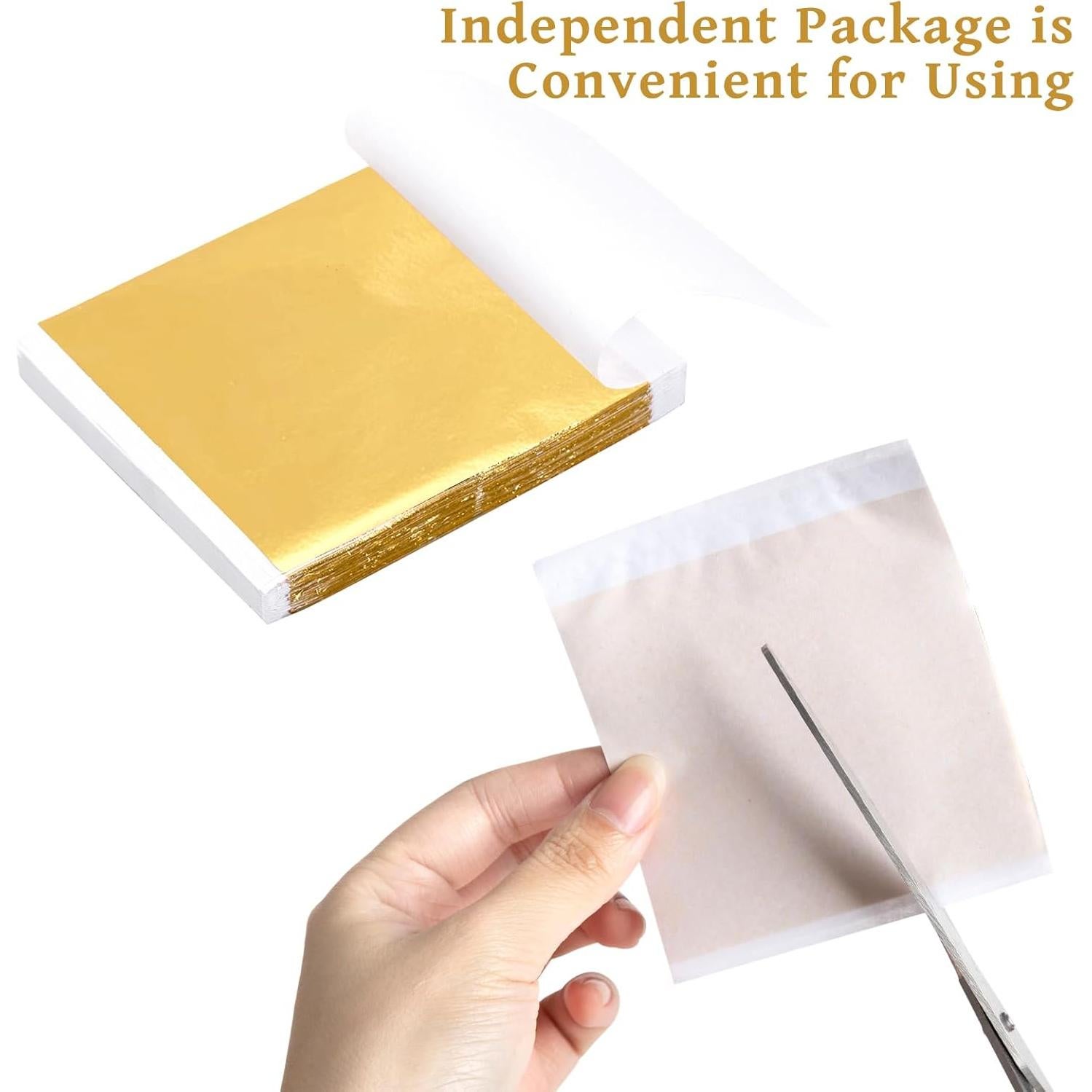 300 Hojas de Oro, Plata y Oro Rosa para Manualidades 8x8.5 cm