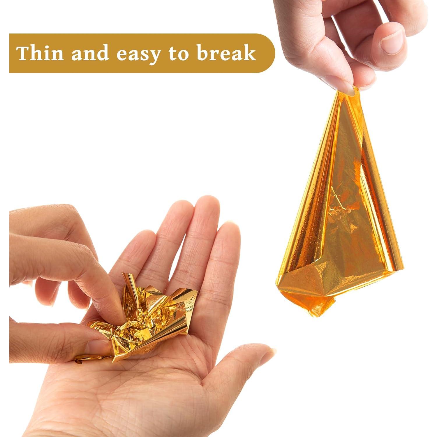 300 Hojas de Oro, Plata y Oro Rosa para Manualidades 8x8.5 cm