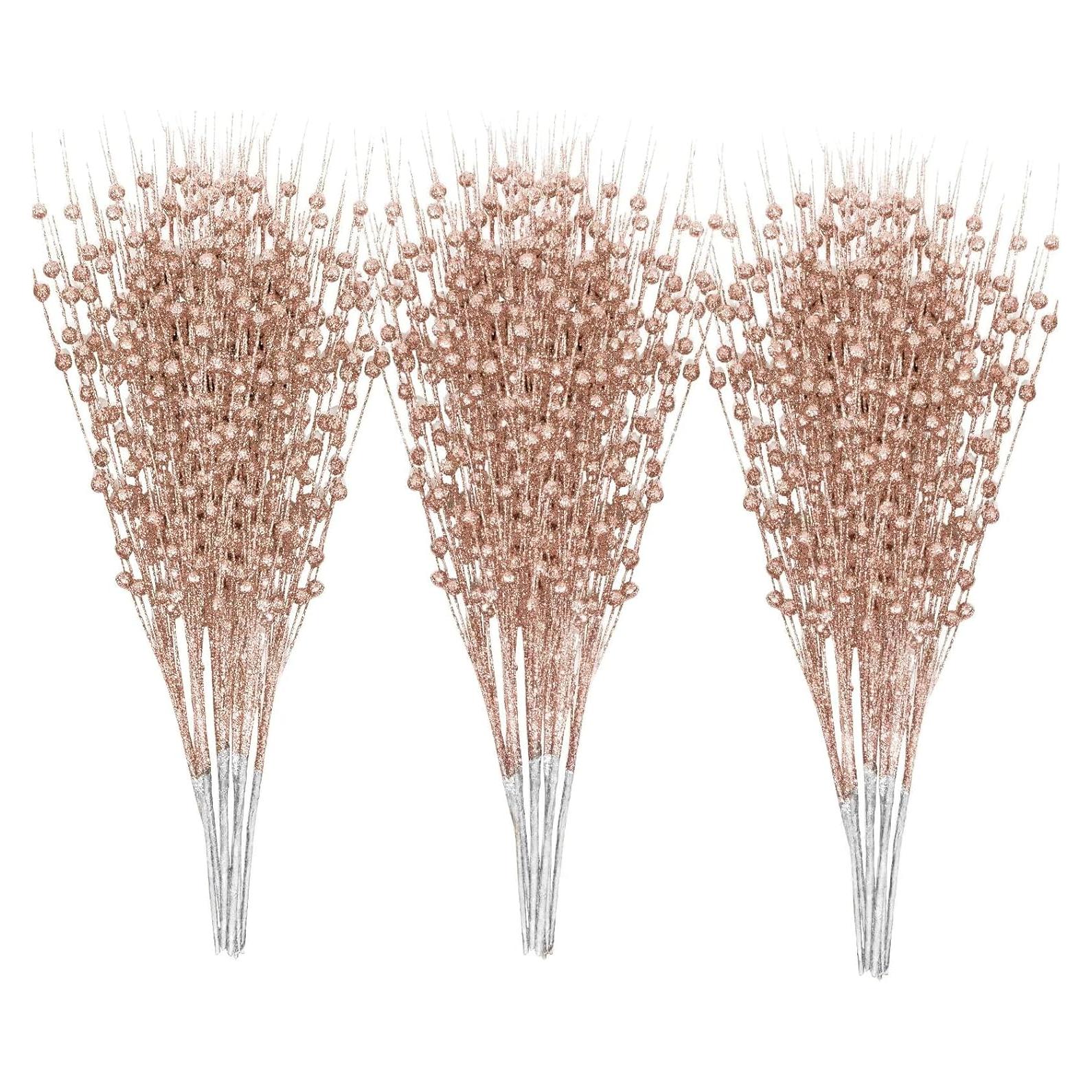 Paquete de 30 Picos Rociadores Navidad FASHOOKIN 42cm Rosa Dorado