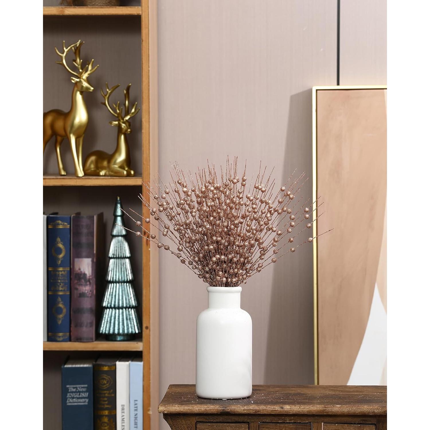 Paquete de 30 Picos Rociadores Navidad FASHOOKIN 42cm Rosa Dorado