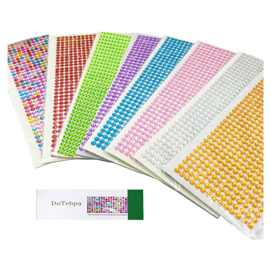4032 Piezas Stickers Rhinestone Autoadhesivos DoTebpa 6mm