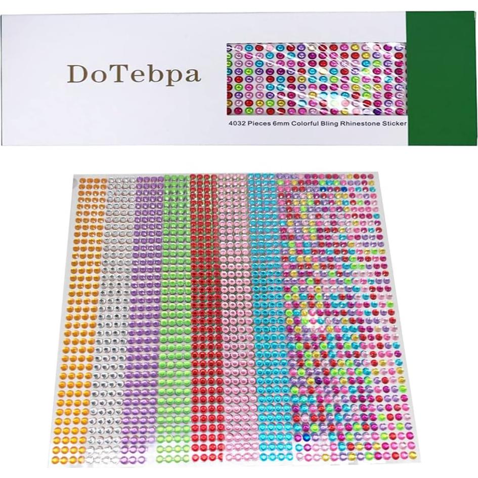 4032 Piezas Stickers Rhinestone Autoadhesivos DoTebpa 6mm
