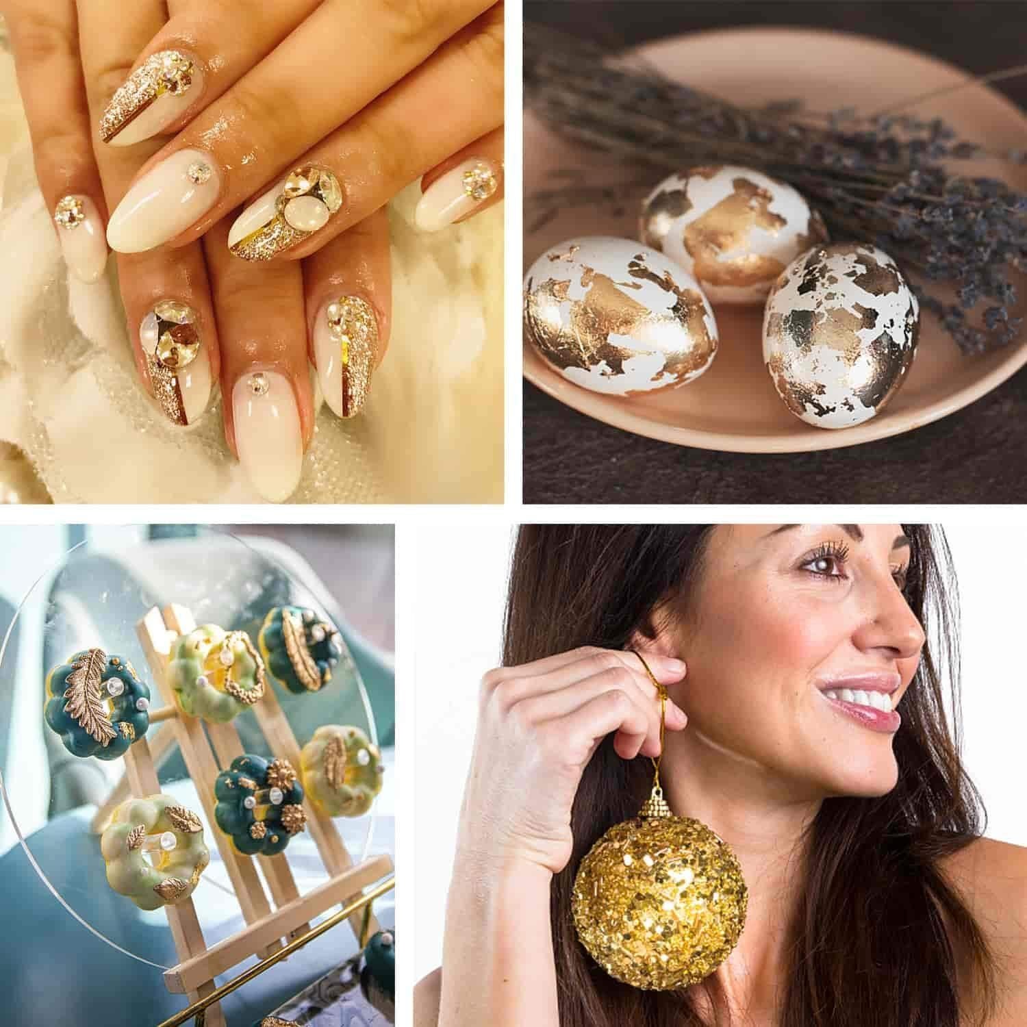 Gold Flakes for Resin, Shynek 3 Grams Gold Foil Flakes Imitation Metallic Leaf Flakes for Resin Jewelry Making, Nails, Painting, Crafts, Slime (Gold, Copper Colors)