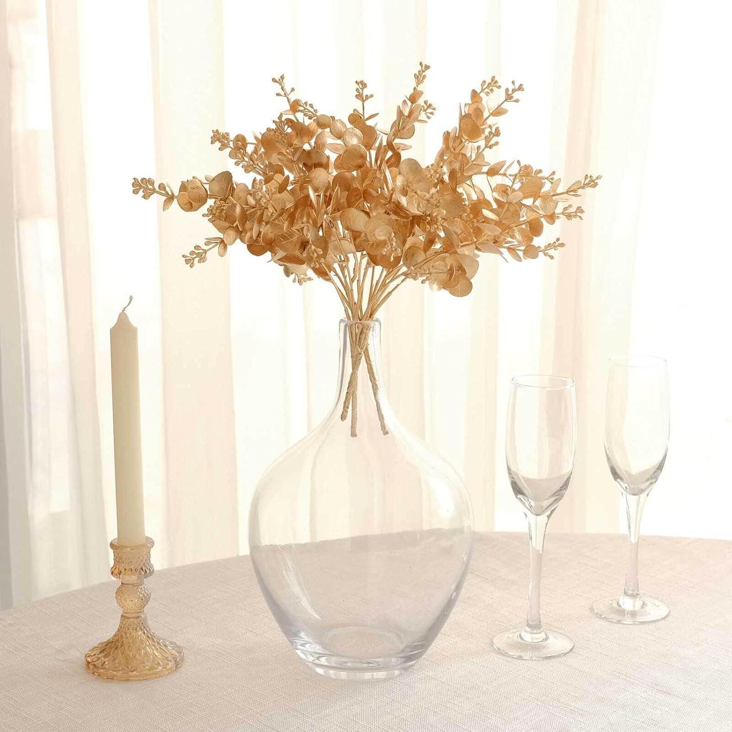 Ramas de Eucalipto Artificial Dorado Metálico Tableclothsfactory - 30.48 cm, Paquete de 4