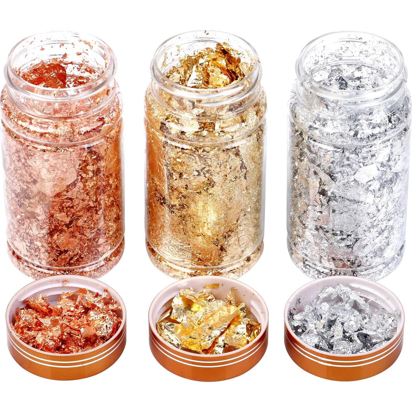 3 Piezas Copos de Hoja de Oro para Resina - Oro, Plata, Cobre