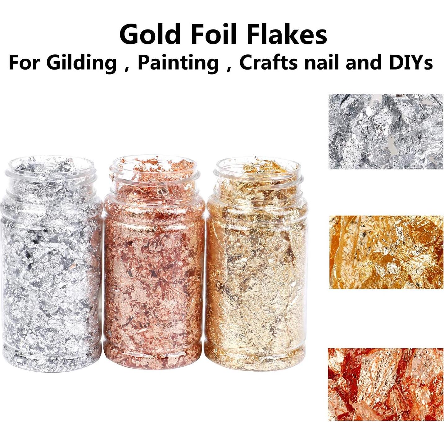 3 Piezas Copos de Hoja de Oro para Resina - Oro, Plata, Cobre