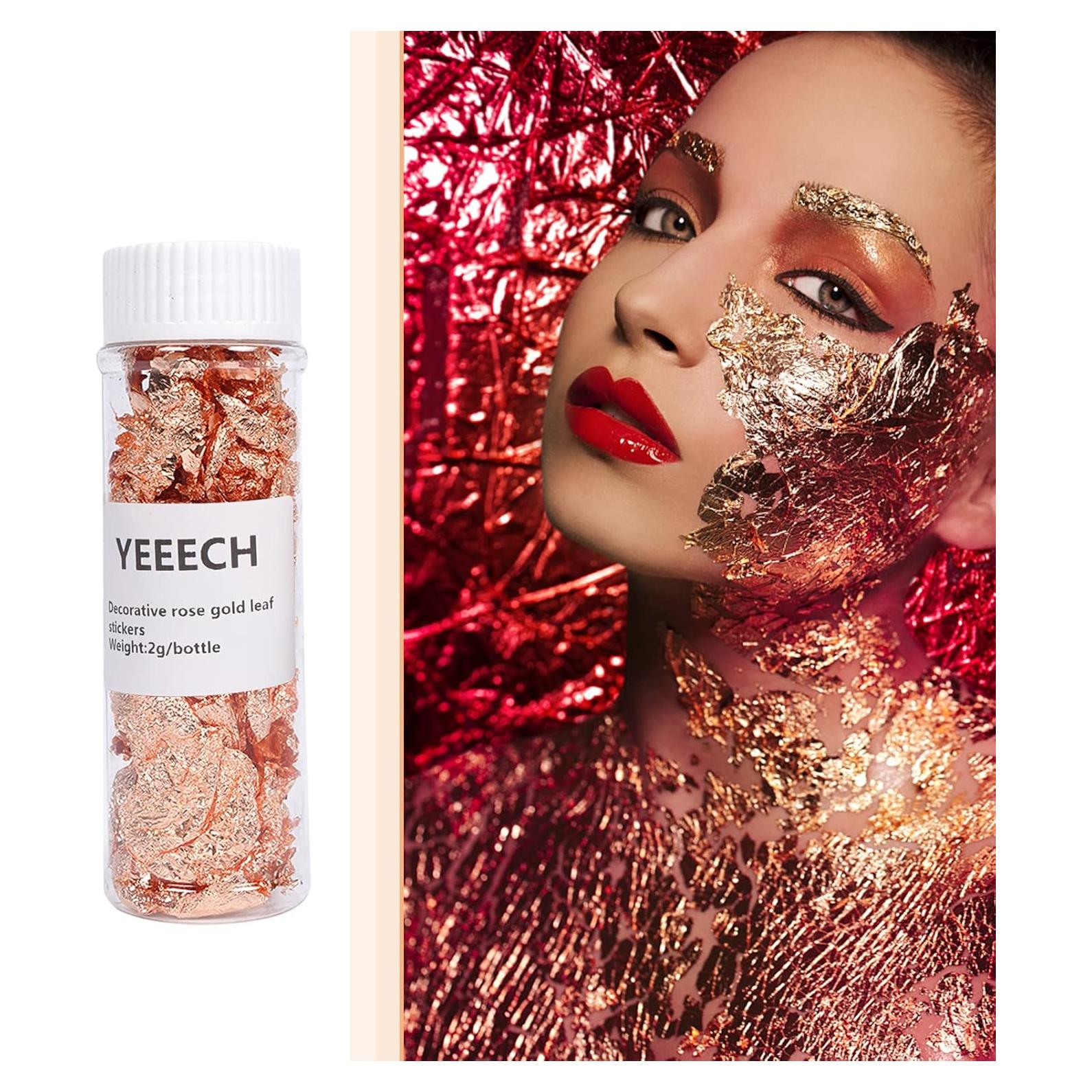 Copos Adhesivos Metálicos Oro Rosa Yeeech para Maquillaje