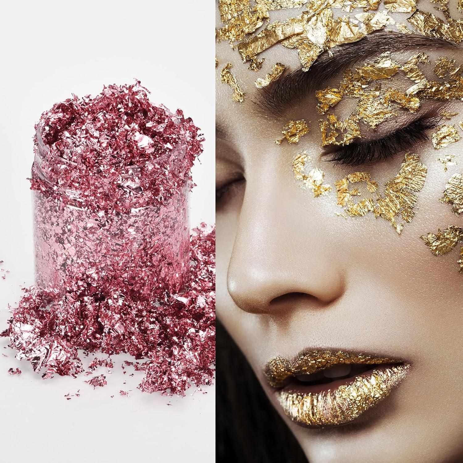 UXCELL Gold Foil Flakes for Resin, 3g Metallic Leaf, Imitation Gold for Nail Art, Resin Art, Crafts, Painting, Candle & Jewelry Making, Sky Purple