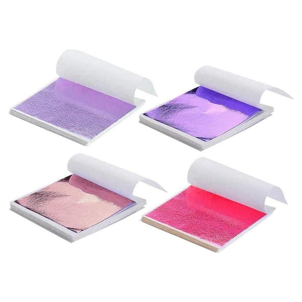 Juego de 200 Hojas de Hoja de Oro Imitación Y-Axis 4 Colores