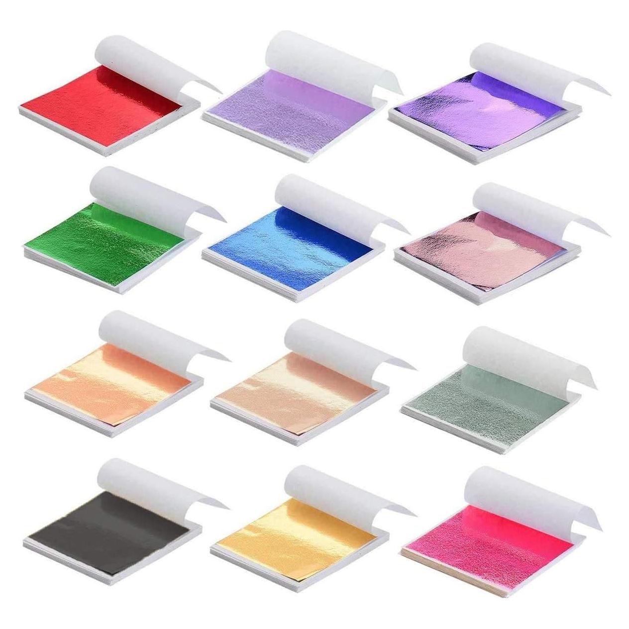 Juego de Hojas de Oro Y-Axis 600 Piezas 12 Colores 8x8.5 cm