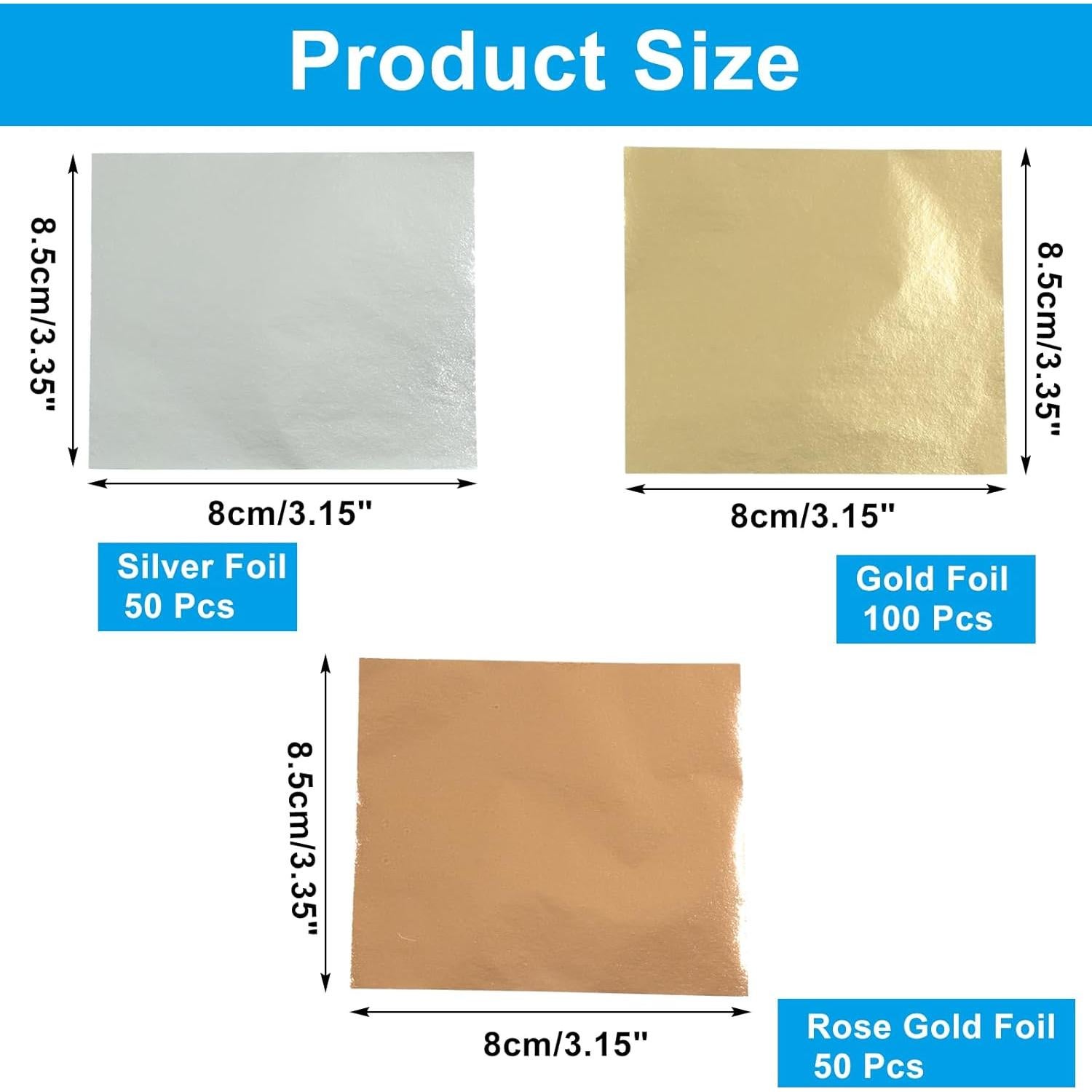 Hojas de Oro Imitación Piutouyar 200 Pcs 8x8.5 cm 3 Colores