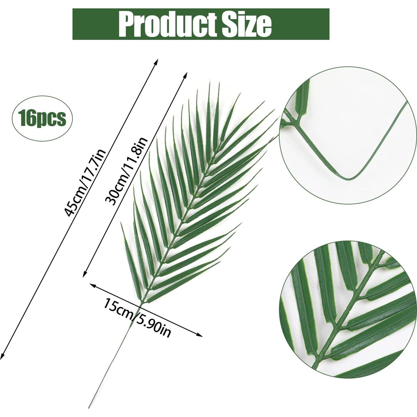 Hojas de Palma Artificiales CCINEE 16 Pcs 44.96 cm Verde