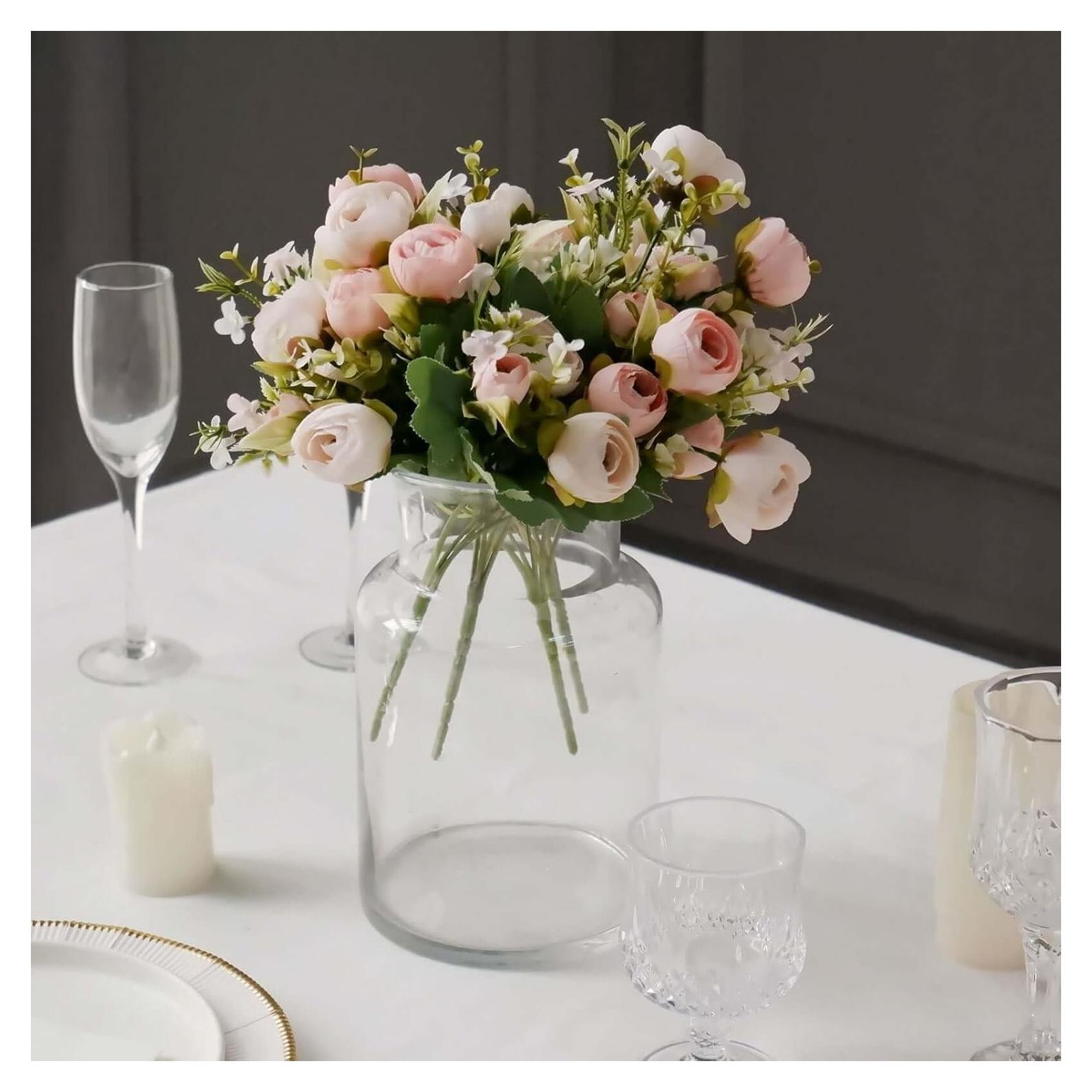 Ramo de Flores Artificiales Efavormart 4 Pack Ranunculus 30 cm