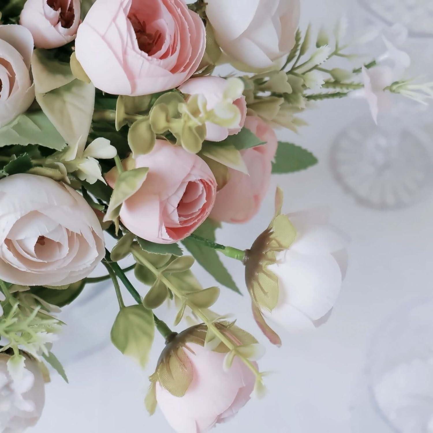 Ramo de Flores Artificiales Efavormart 4 Pack Ranunculus 30 cm