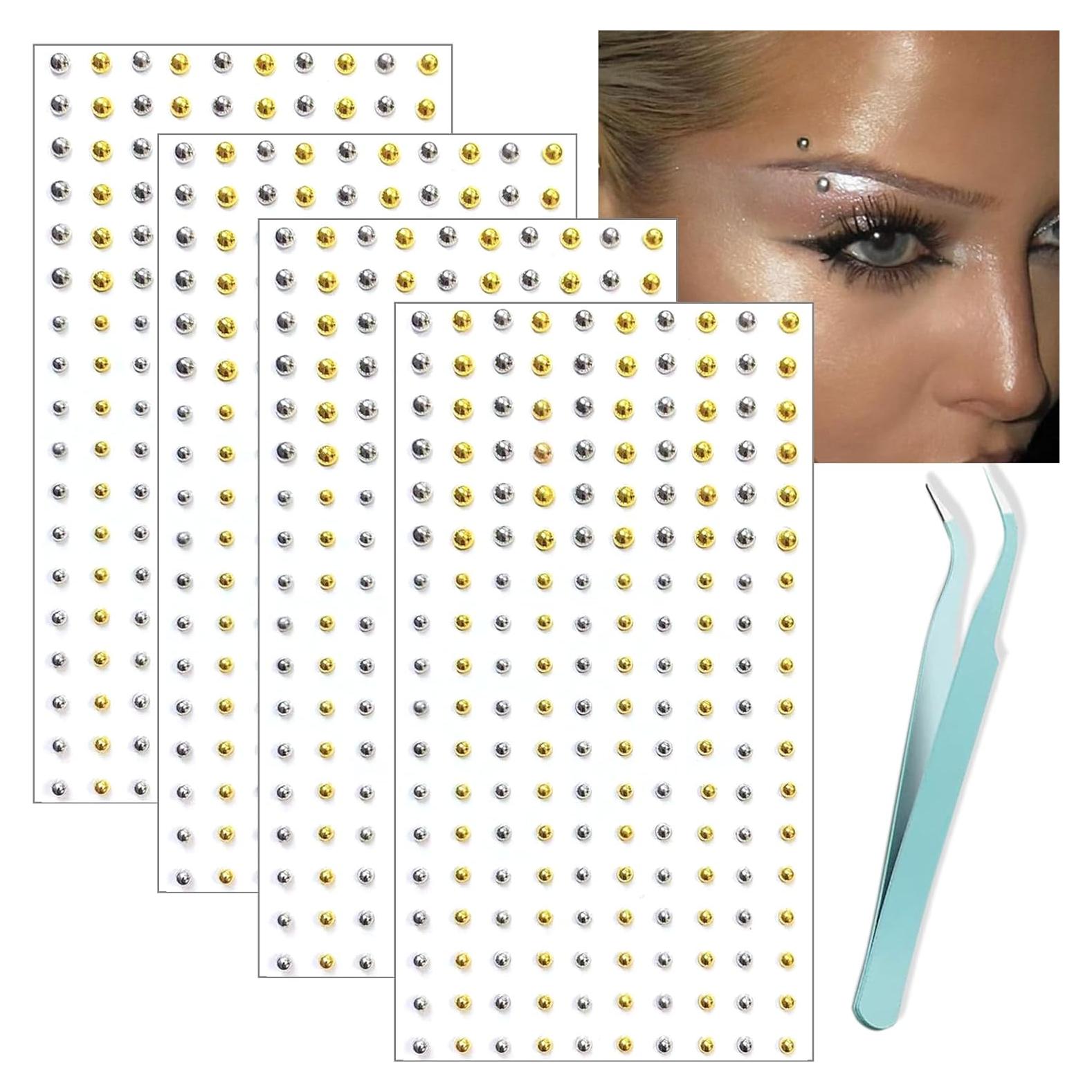 Gemas Faciales Autoadhesivas NOOEPC - Piercings Falsos Oro y Plata