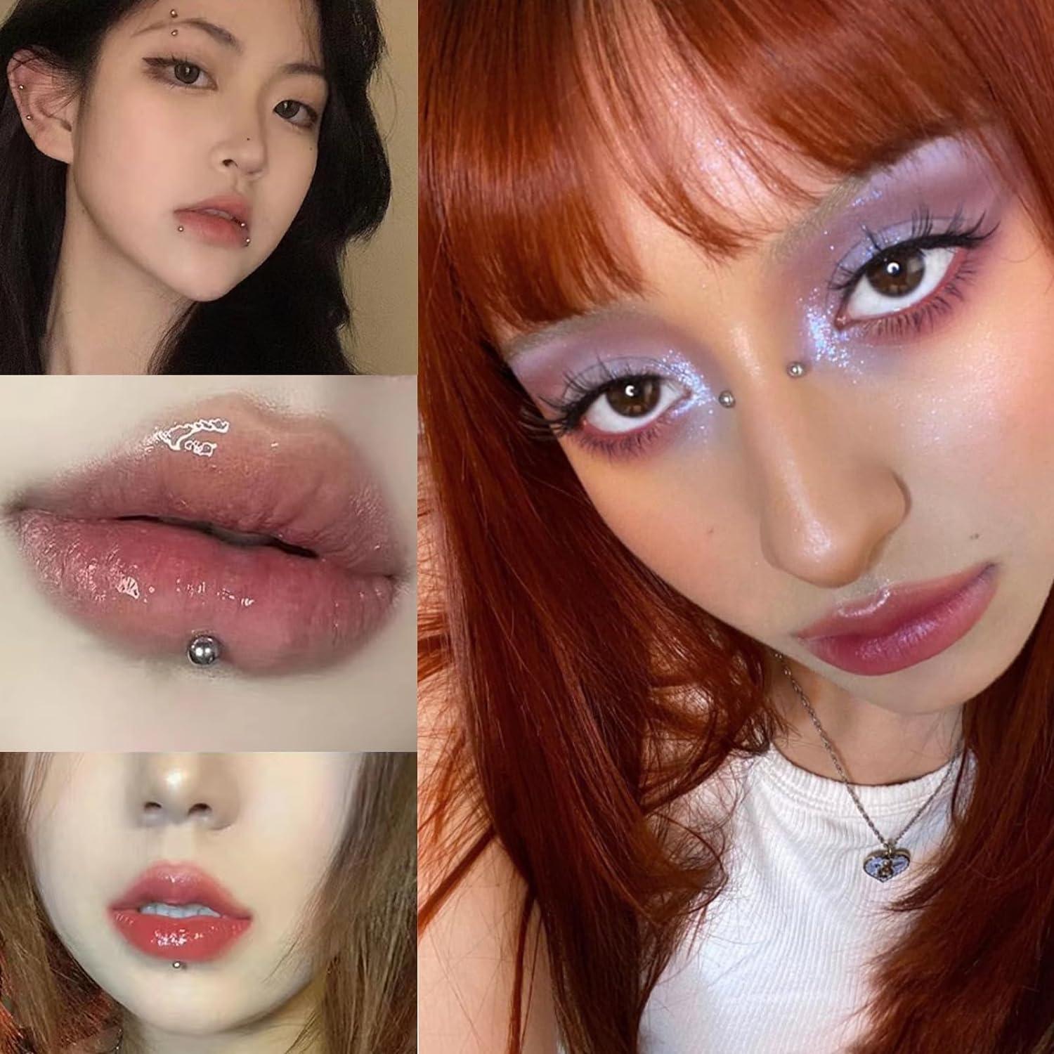 Gemas Faciales Autoadhesivas NOOEPC - Piercings Falsos Oro y Plata