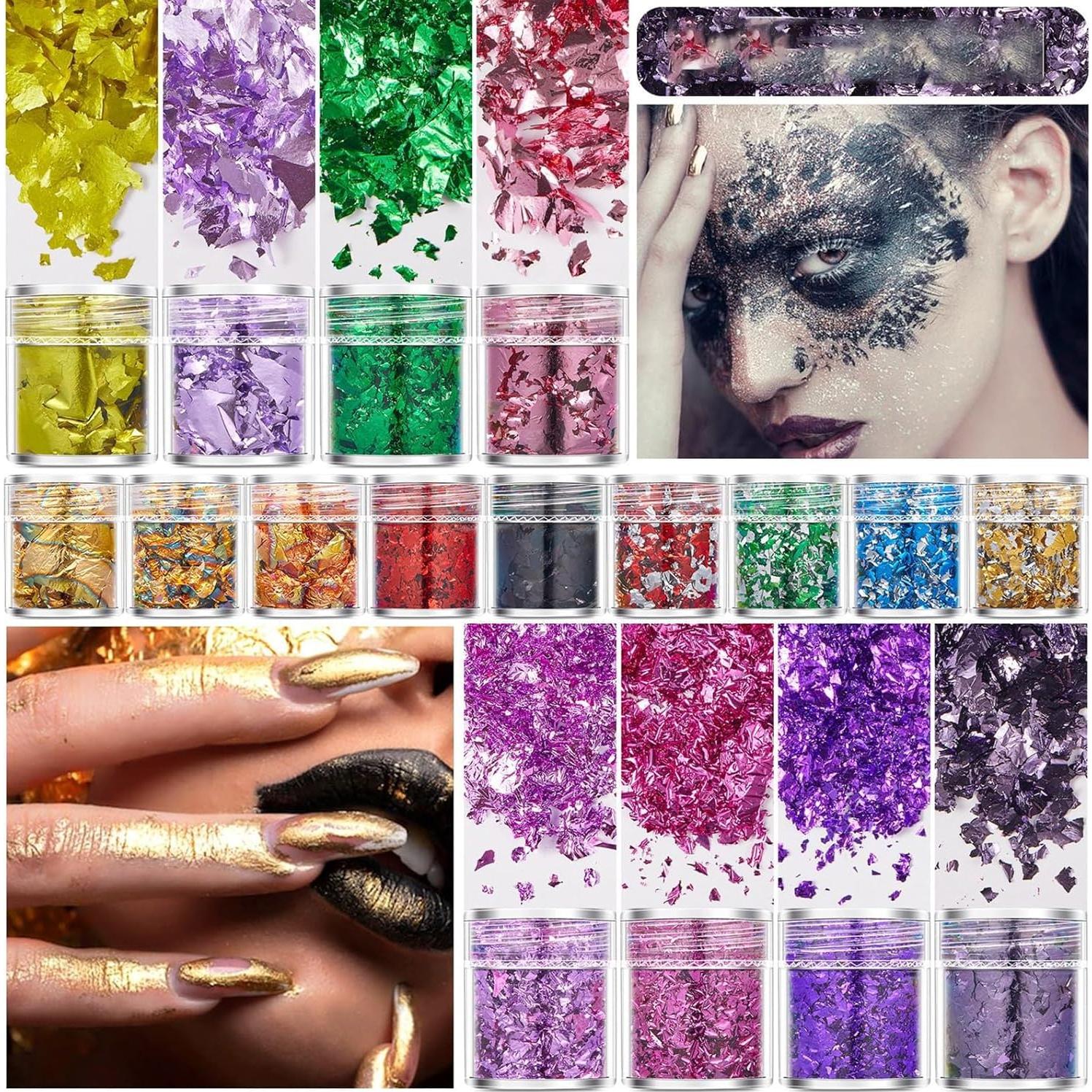 Copos de Hoja de Oro YANIYA para Manualidades y Uñas 36 Pcs