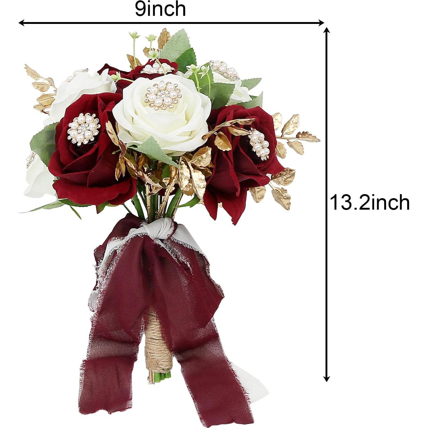 Ramo de Boda Novia HOMENERGY Burdeos y Blanco 22.86 cm