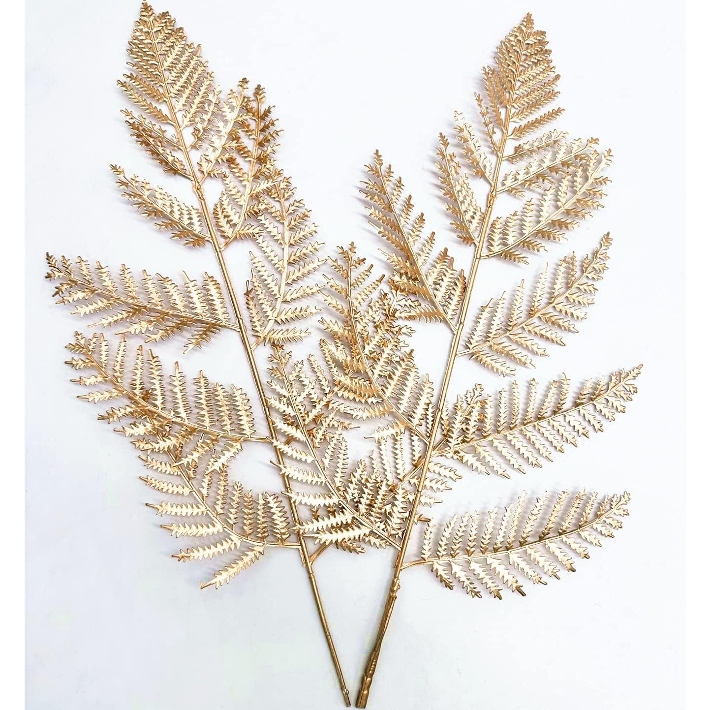 Hojas de Helecho Dorado Artificial LoveniMen - 5 Pcs 36 cm