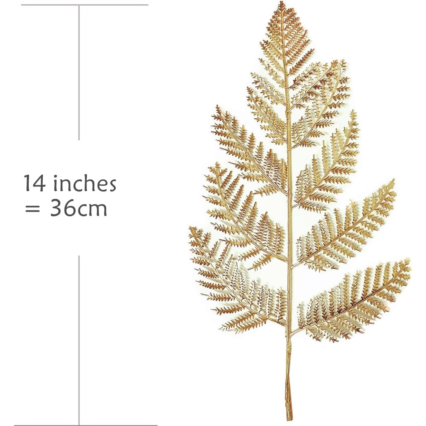 Hojas de Helecho Dorado Artificial LoveniMen - 5 Pcs 36 cm