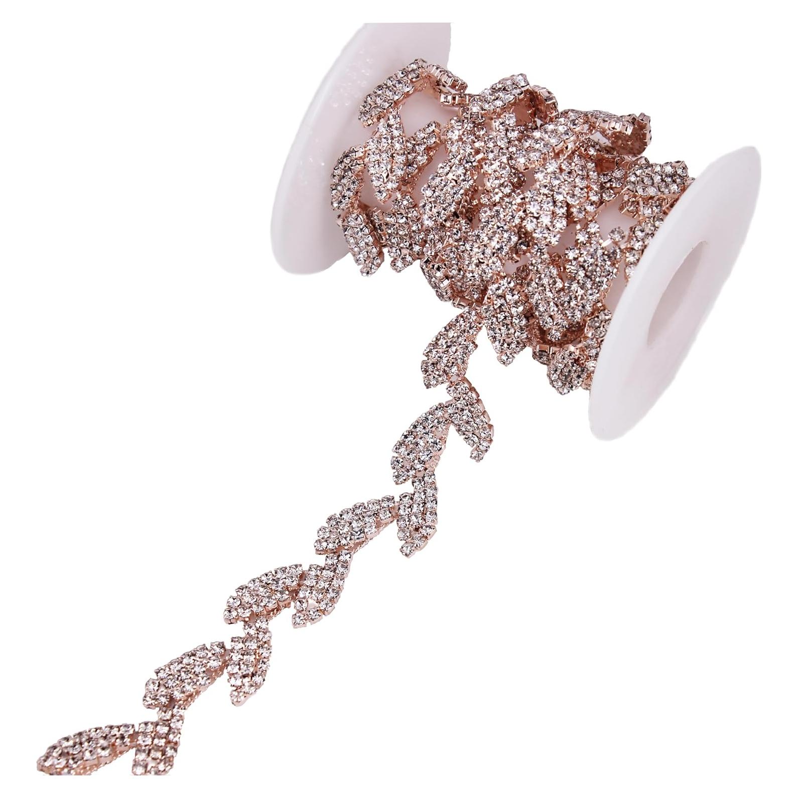 Cadena de Rhinestone Phicmanlo 90cm Oro Rosa Adorno DIY