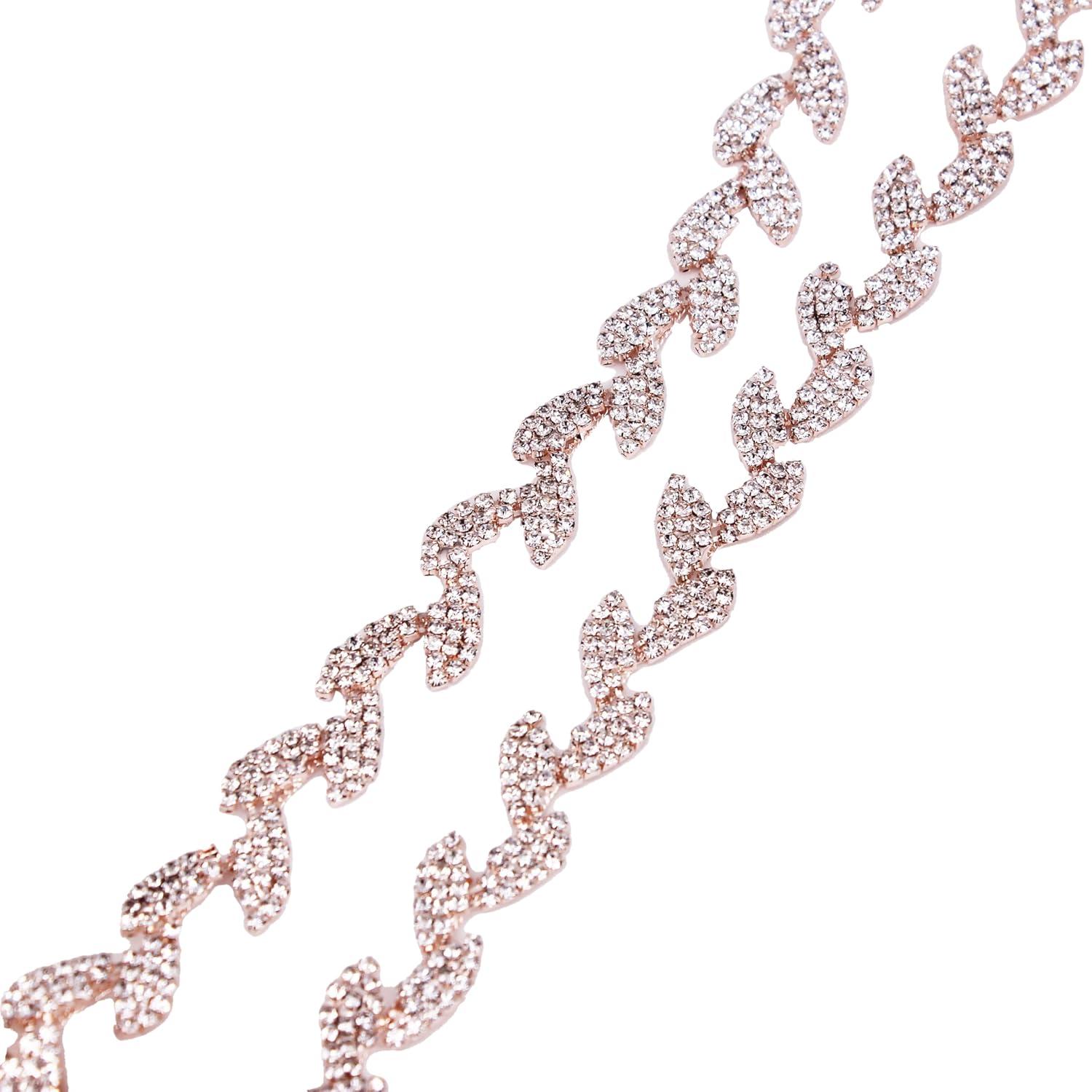 Cadena de Rhinestone Phicmanlo 90cm Oro Rosa Adorno DIY