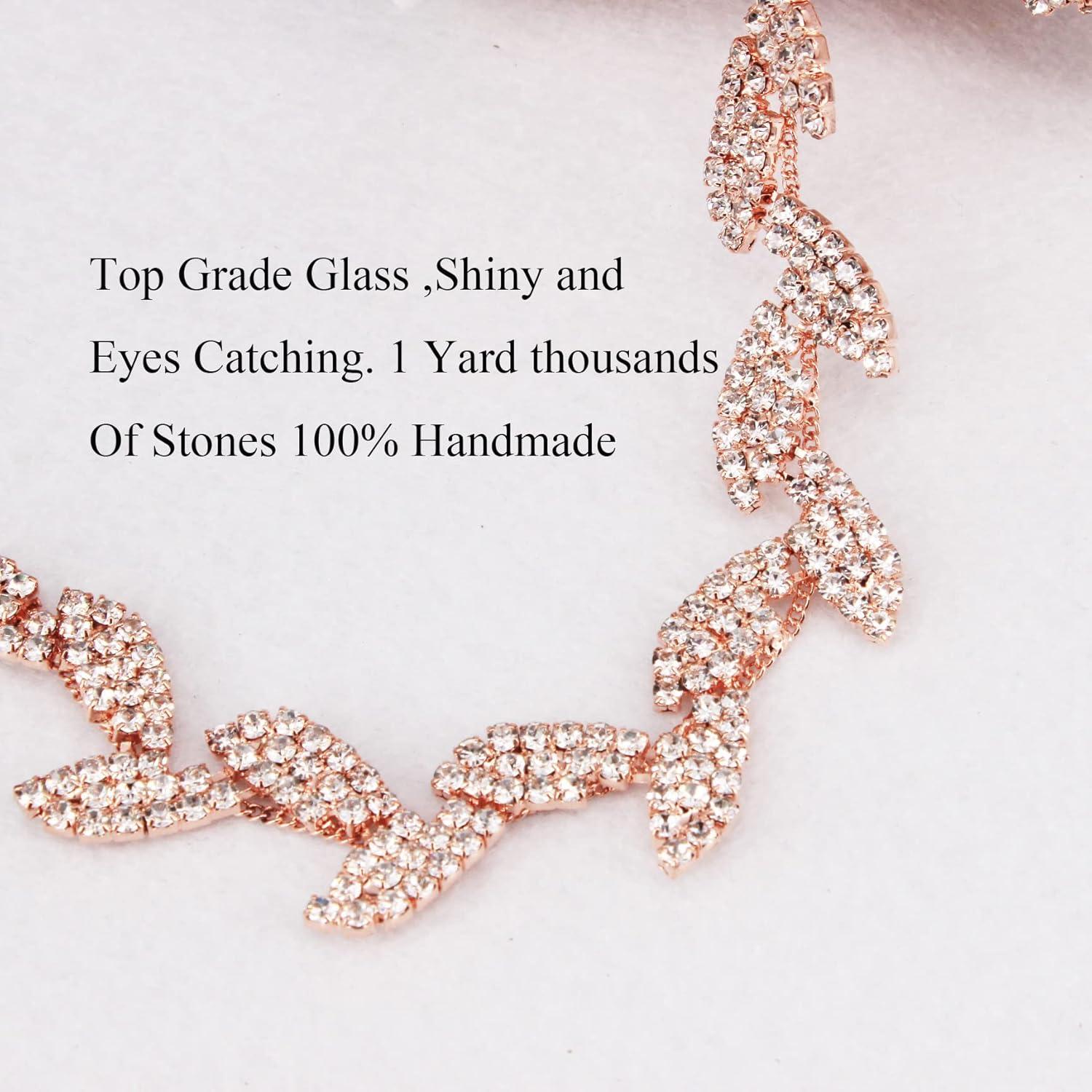 Cadena de Rhinestone Phicmanlo 90cm Oro Rosa Adorno DIY