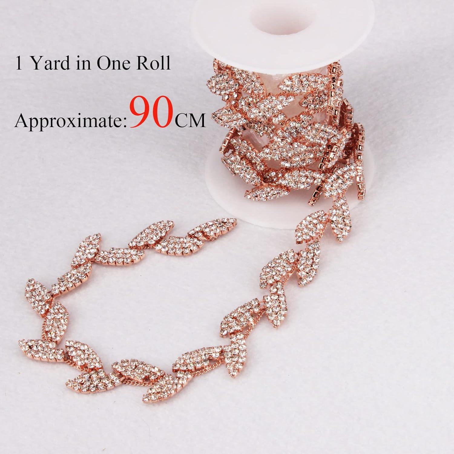 Cadena de Rhinestone Phicmanlo 90cm Oro Rosa Adorno DIY