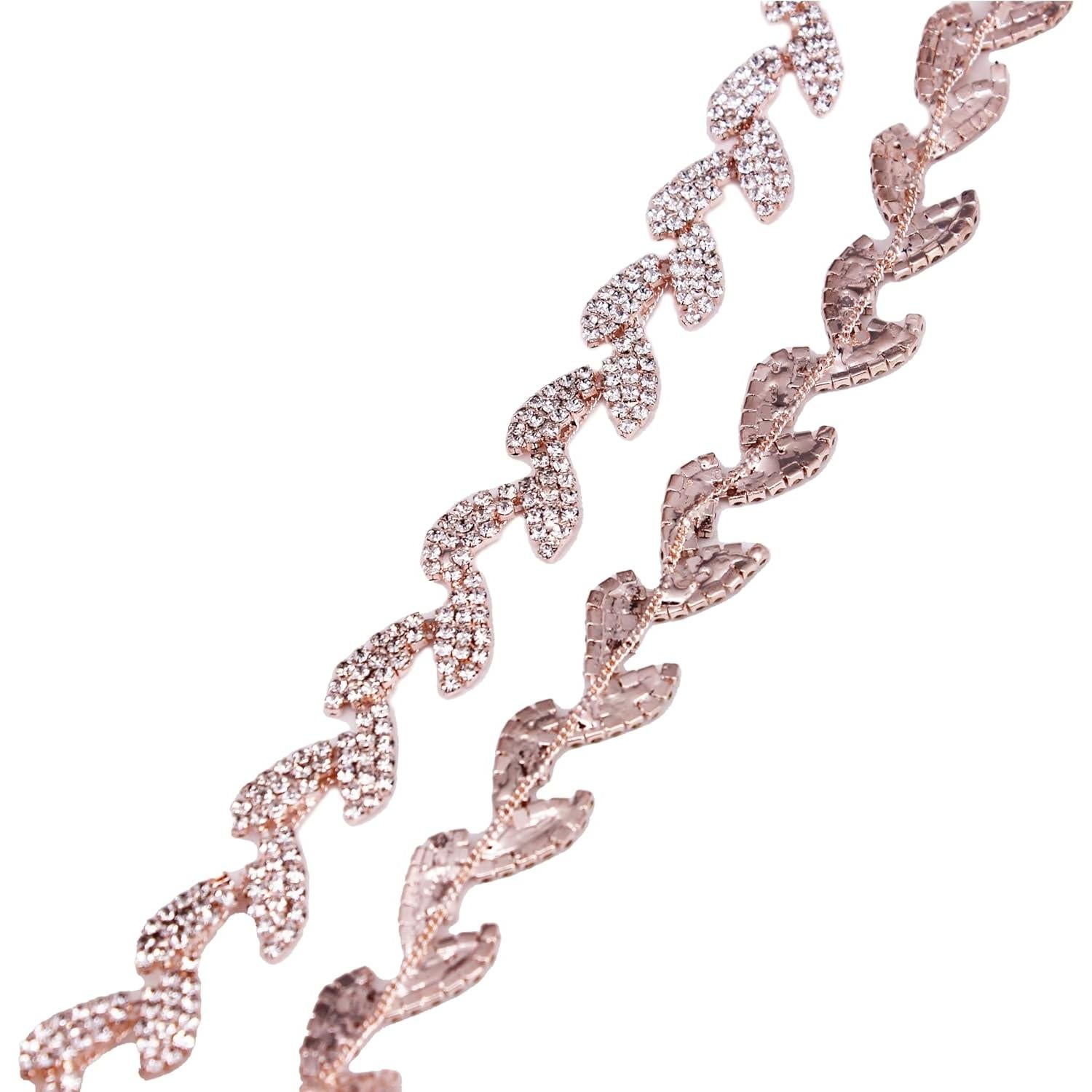 Cadena de Rhinestone Phicmanlo 90cm Oro Rosa Adorno DIY