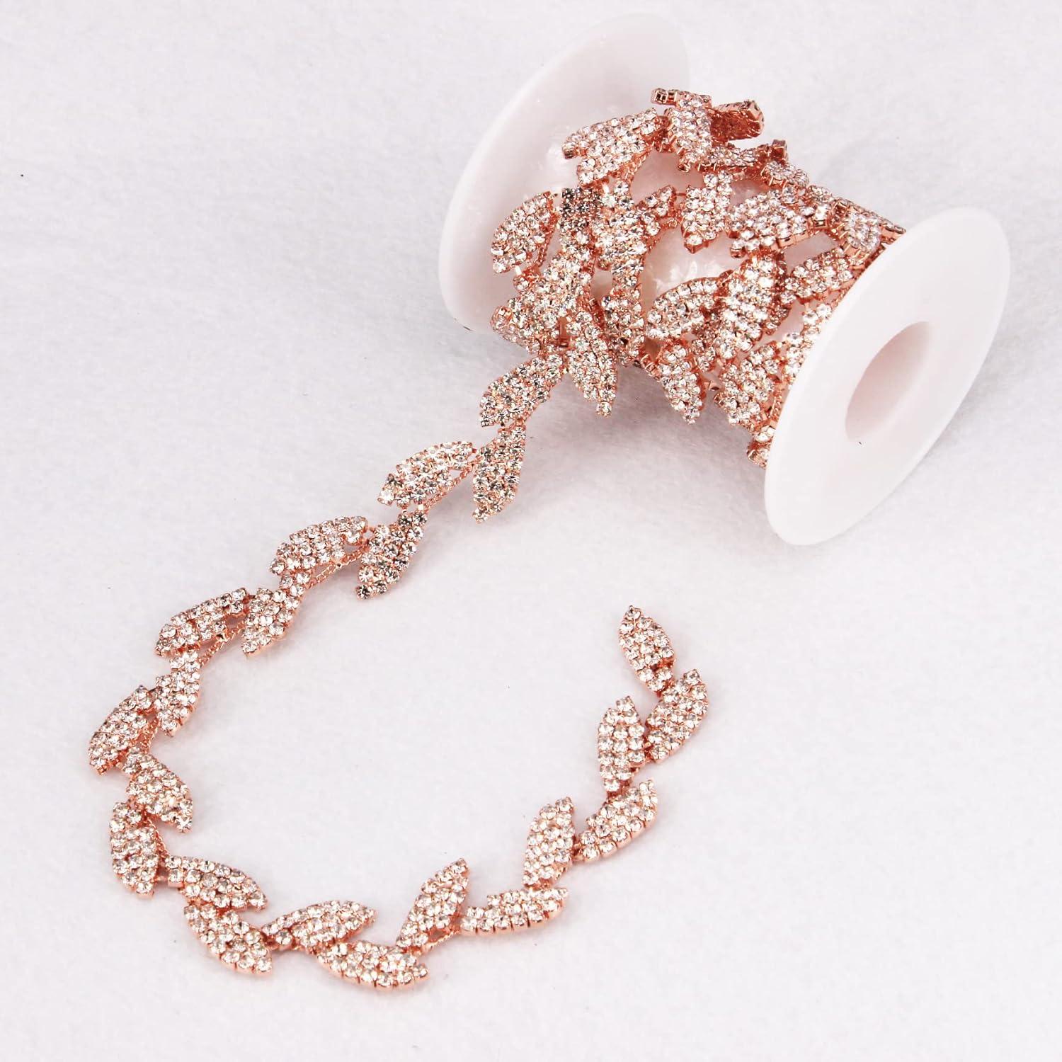 Cadena de Rhinestone Phicmanlo 90cm Oro Rosa Adorno DIY