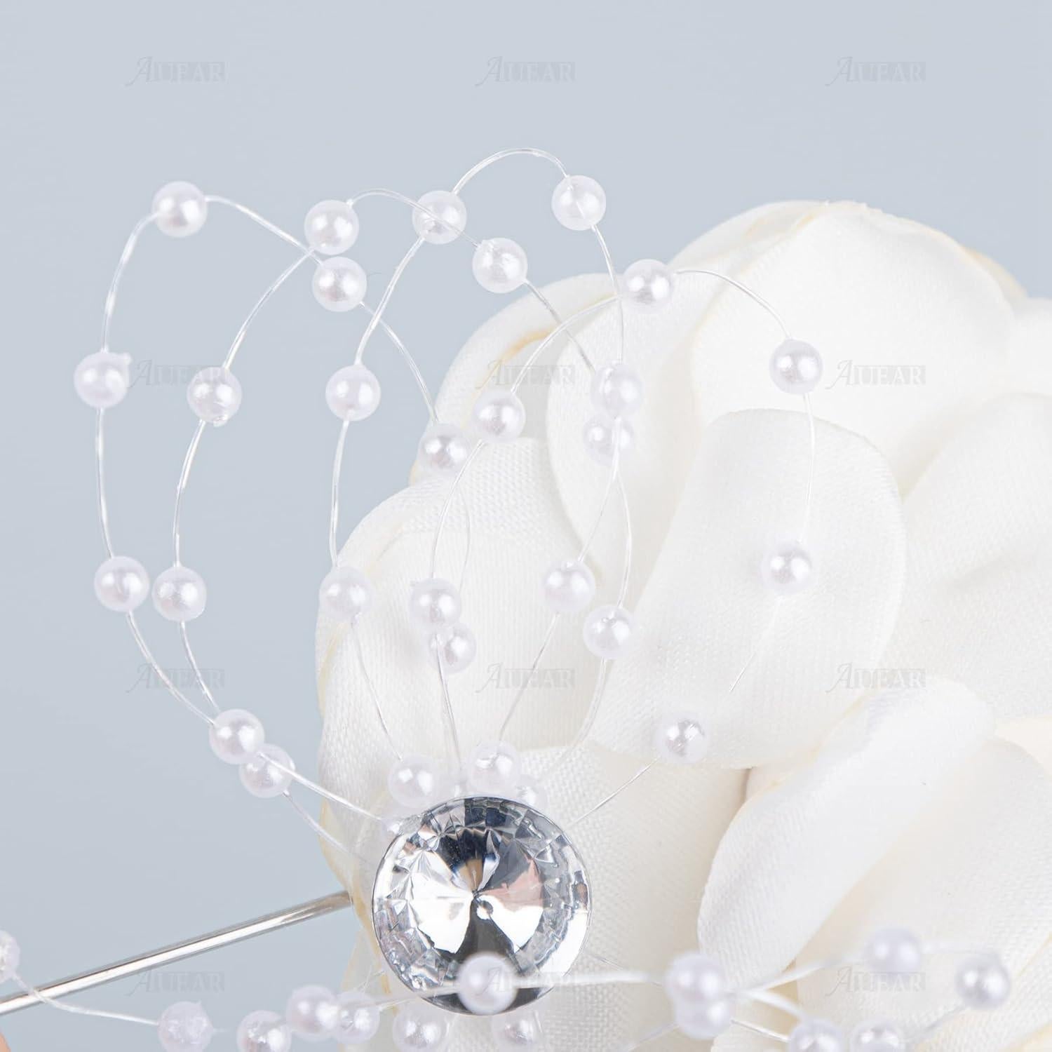 Corsage de Muñeca Flor Rosa Blanca AUEAR - 2 Piezas