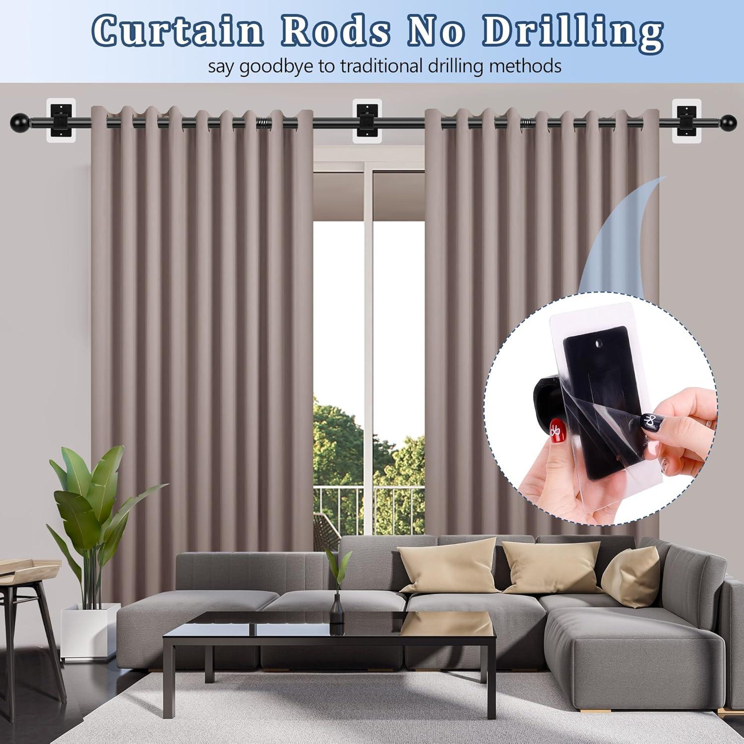 Soportes de Barra de Cortina Sin Taladrar Tidisort 6PCS Negro