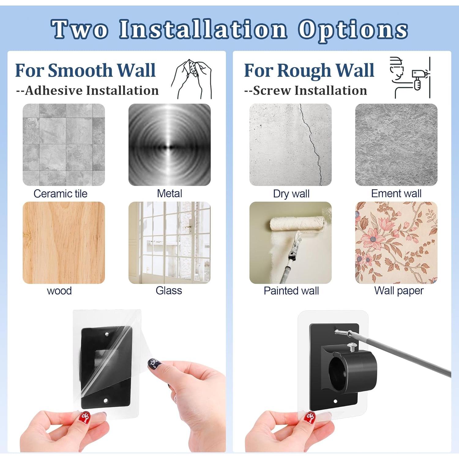 Soportes de Barra de Cortina Sin Taladrar Tidisort 6PCS Negro