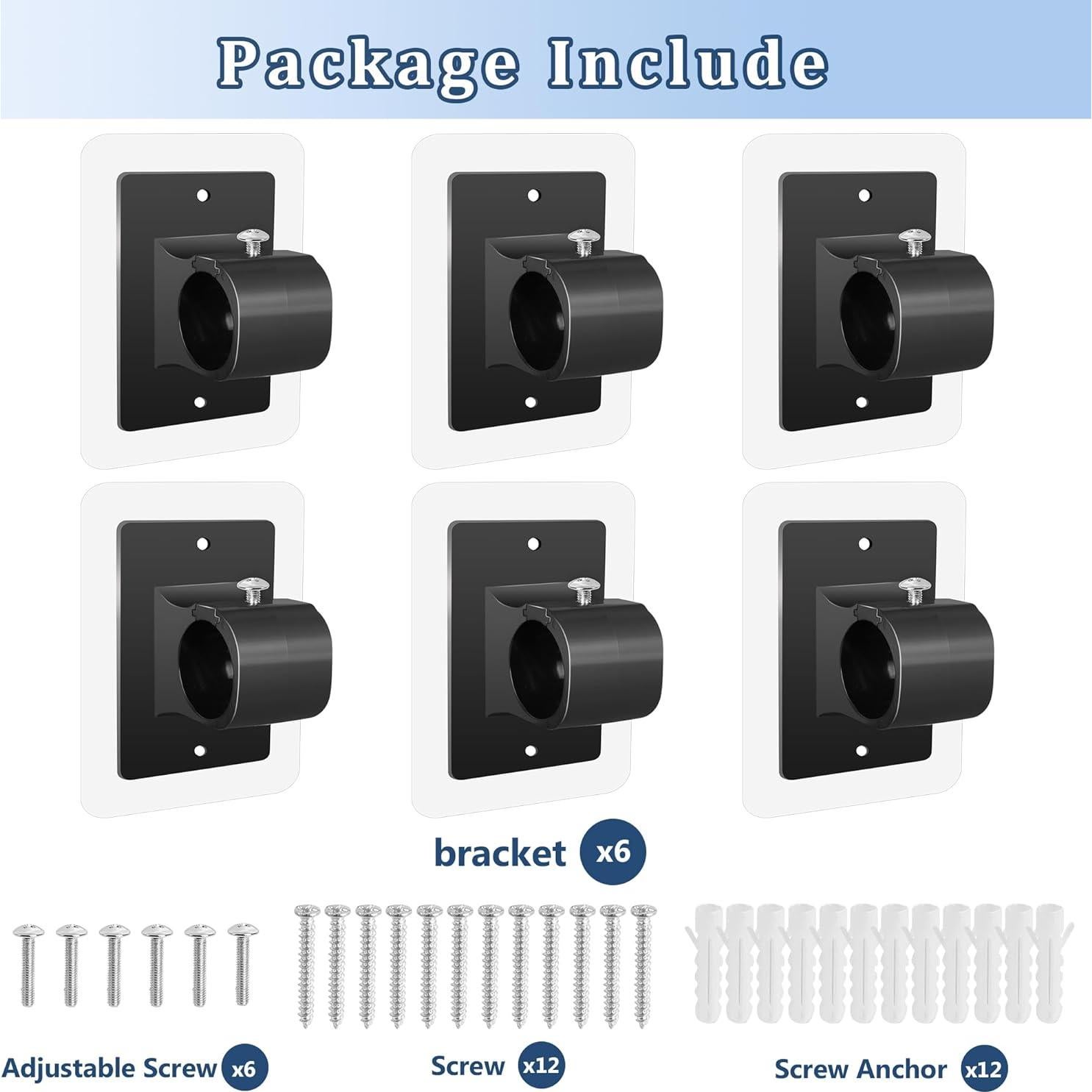 Soportes de Barra de Cortina Sin Taladrar Tidisort 6PCS Negro