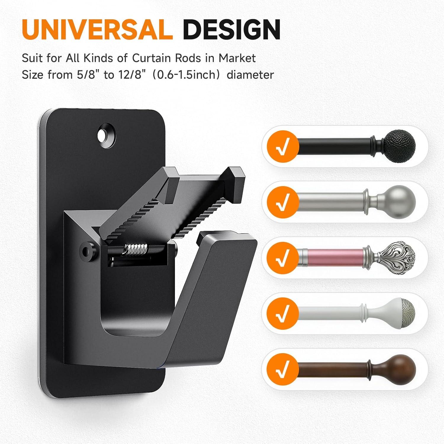 Soportes de Varilla de Cortina Adhesivos 3M EKOTTOK - 2PC Negro