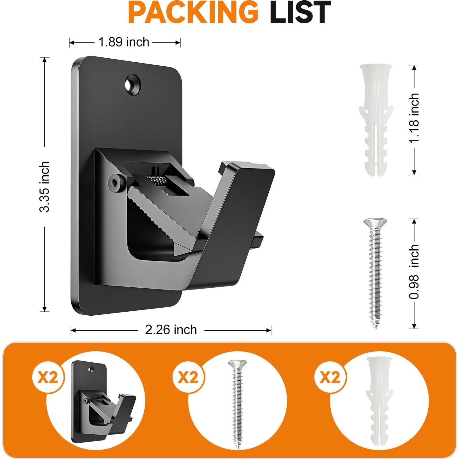 Soportes de Varilla de Cortina Adhesivos 3M EKOTTOK - 2PC Negro