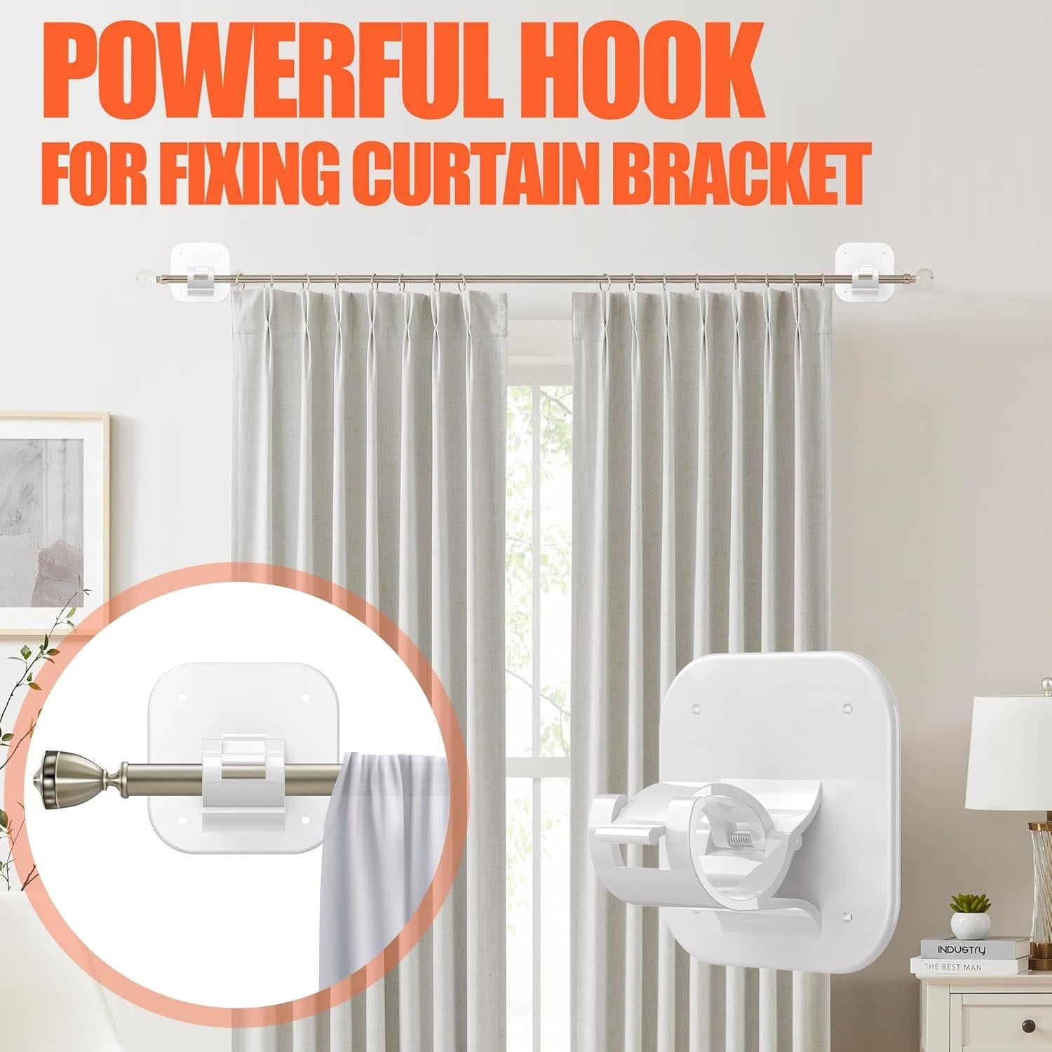 Soportes Adhesivos para Varilla de Cortina JHCJHC - 4 Piezas