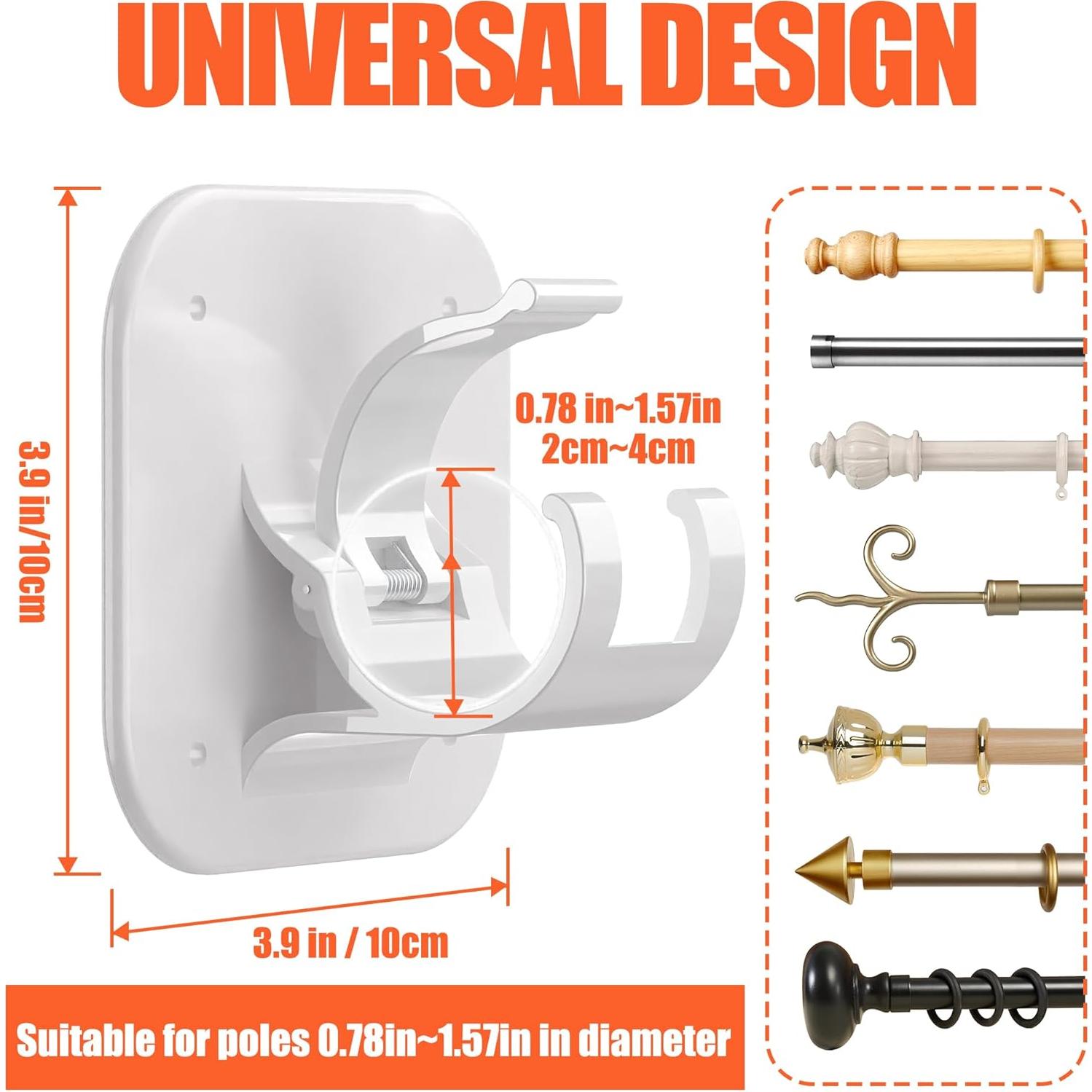 Soportes Adhesivos para Varilla de Cortina JHCJHC - 4 Piezas