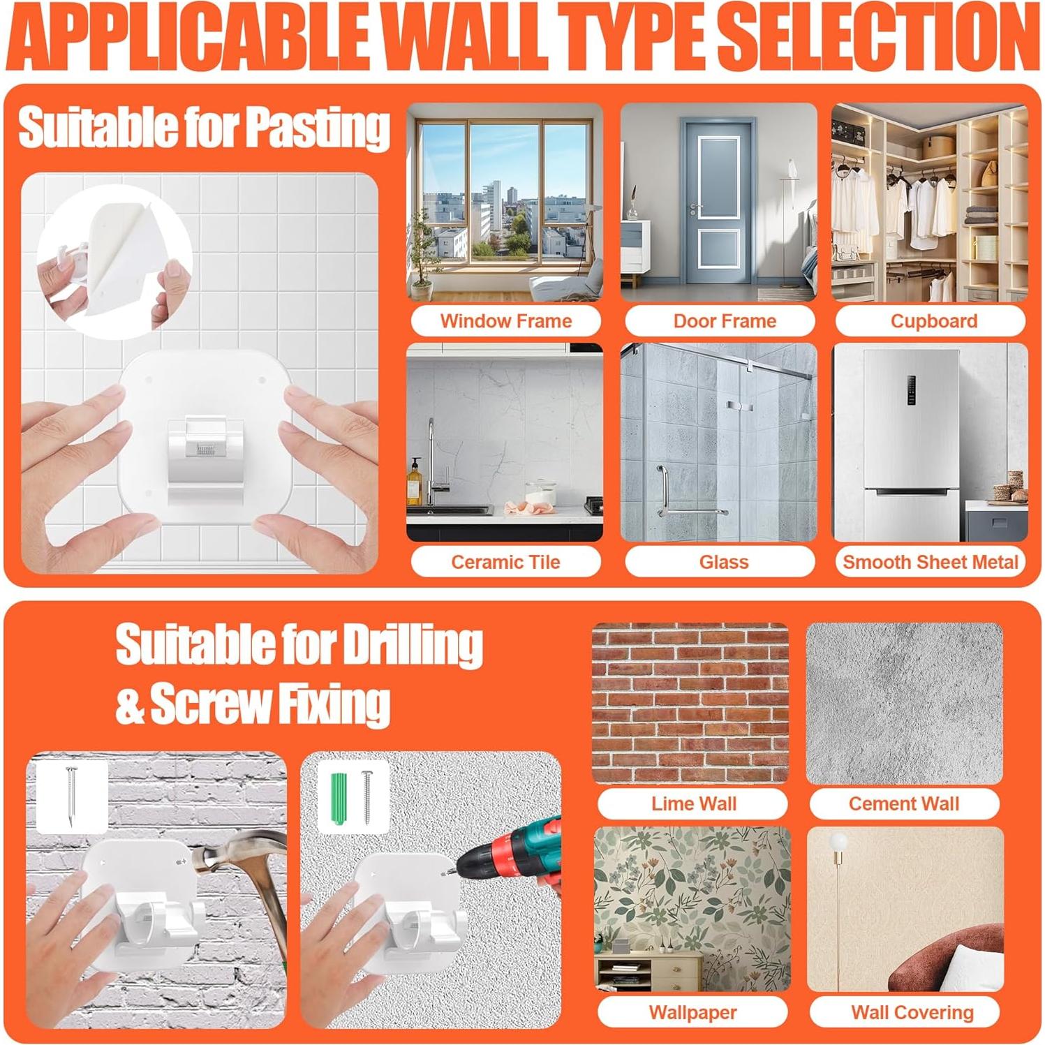 Soportes Adhesivos para Varilla de Cortina JHCJHC - 4 Piezas