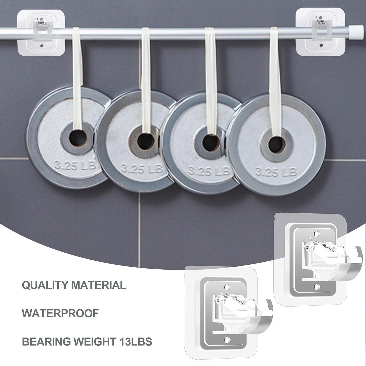 Soporte de Barra de Cortina Adhesivo Codoule 8 Piezas Transparente
