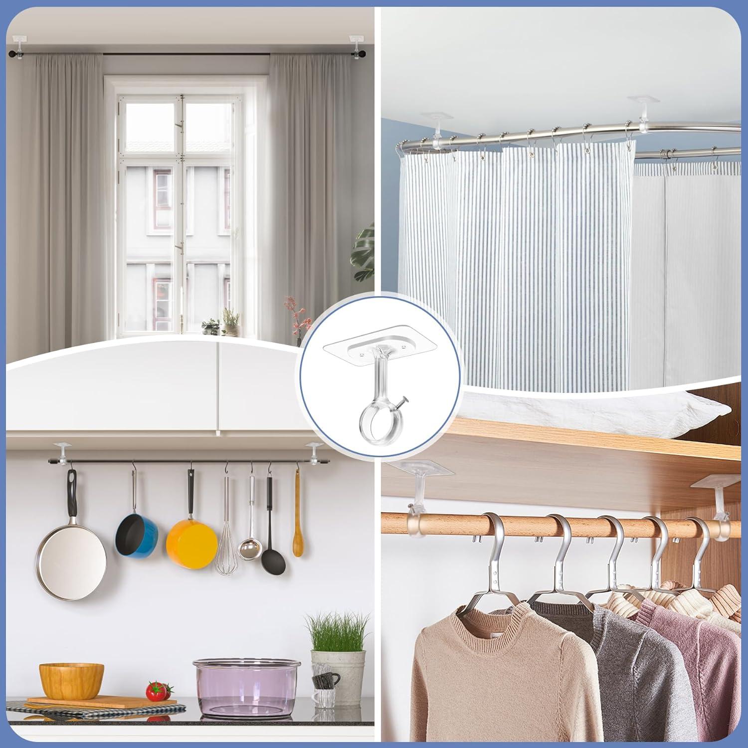 Soportes de varilla de cortina MUAKIOY, paquete de 6, sin taladrar