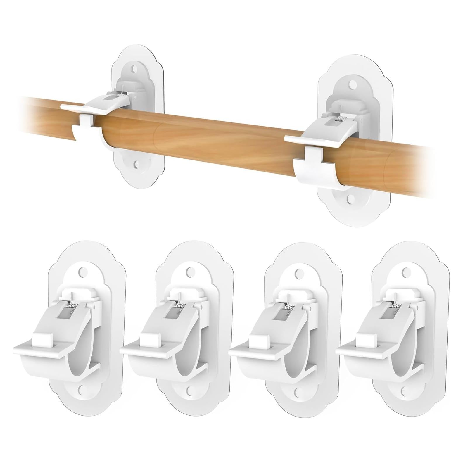 Soportes de Barra de Cortina Adhesivos KEAMIMU 4 Pcs Blanco