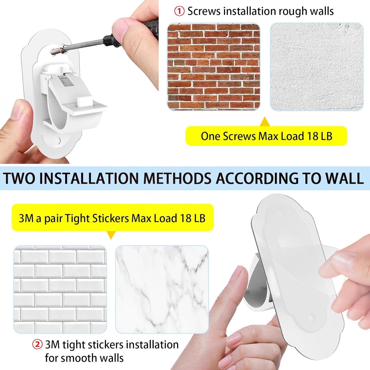 Soportes de Barra de Cortina Adhesivos KEAMIMU 4 Pcs Blanco